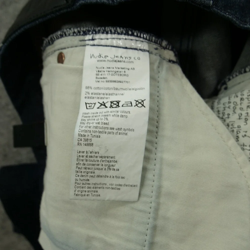 Nudie Jeans Mens 28 Blue Lean Dean Slim Straight Leg Mid Rise Organic